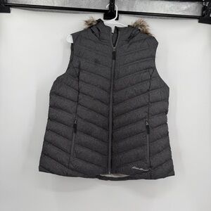 Eddie Bauer gray down hooded puffer vest 1x
